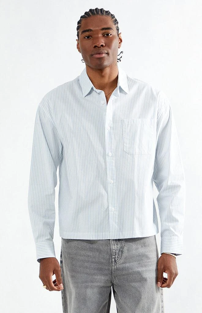 PacSun Blue Drew Striped Long Sleeve Button Down Shirt 1