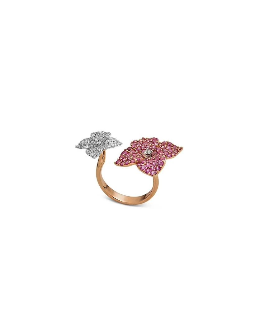 Piranesi 18K Rose Gold Double Fiore Ring with Pink Sapphires and Diamonds 2