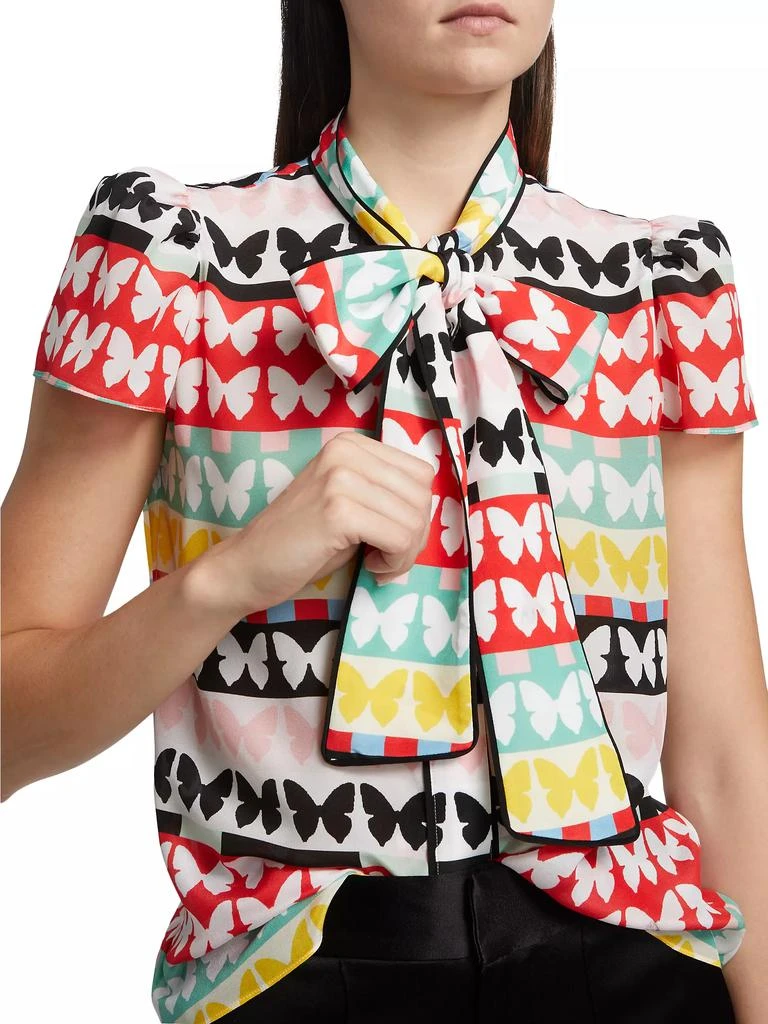Alice + Olivia Jeannie Butterfly Tie-Neck Top 6