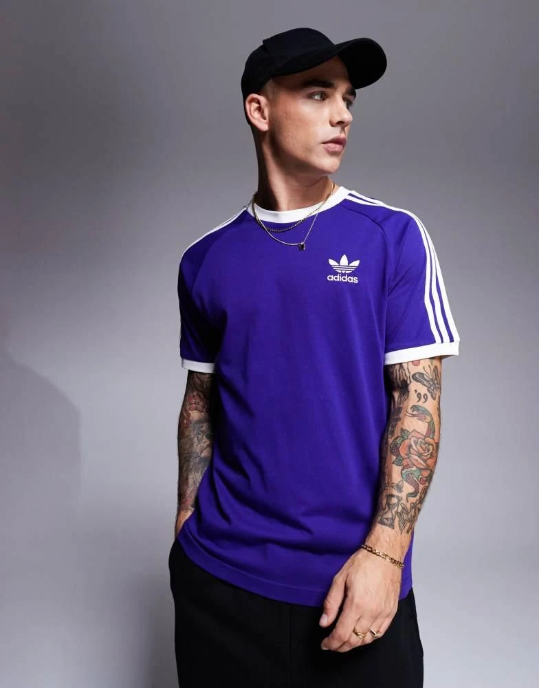 Adidas adidas Originals 3 stripe ringer t-shirt in collegiate purple 1