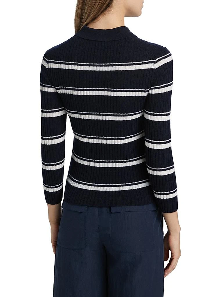 Vince Cashmere-Silk Striped Polo Top 5