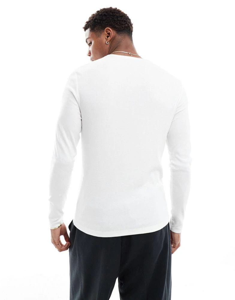 ASOS ASOS DESIGN essential muscle fit long sleeve rib t-shirt in white 3