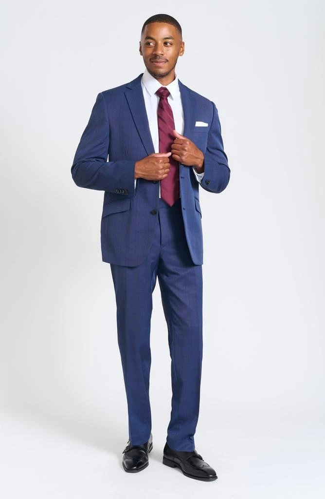 SAVILE ROW CO Navy Plaid Slim Fit Suit 8