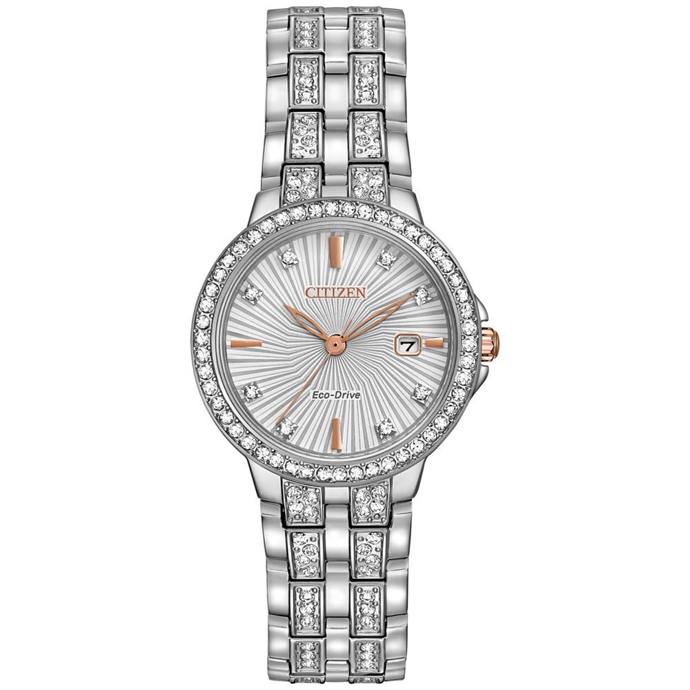 Citizen Women's Eco-Drive Crystal Accent Stainless Steel Bracelet Watch 28mm EW2340-58A