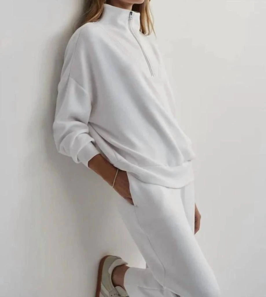 Varley Hawley Half Zip Sweatshirt In White 2