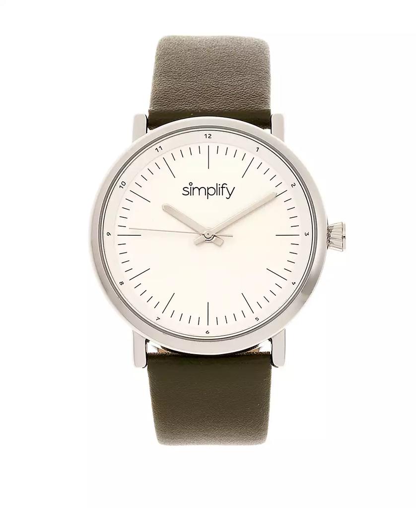 Simplify Quartz The 6200 White Dial, Genuine Olive Leather Watch 39mm