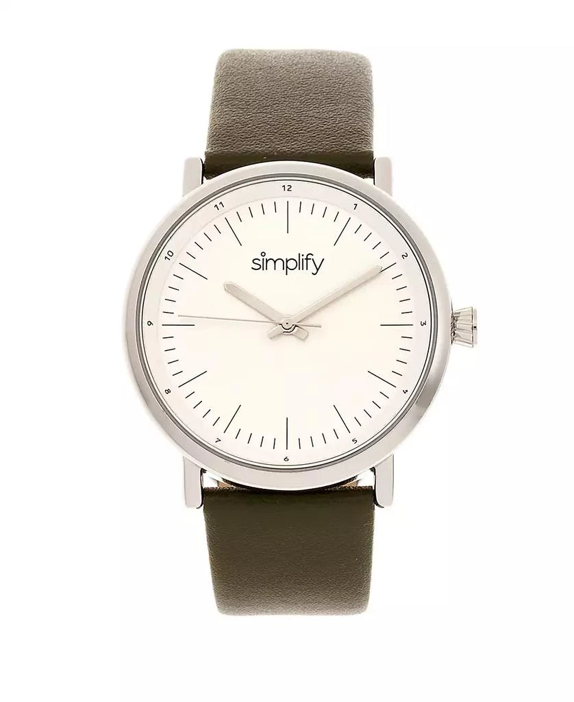 Simplify Quartz The 6200 White Dial, Genuine Olive Leather Watch 39mm 1