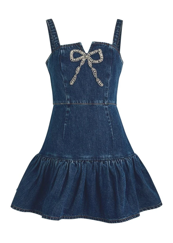 Self Portrait Bow-embellished denim mini dress 1