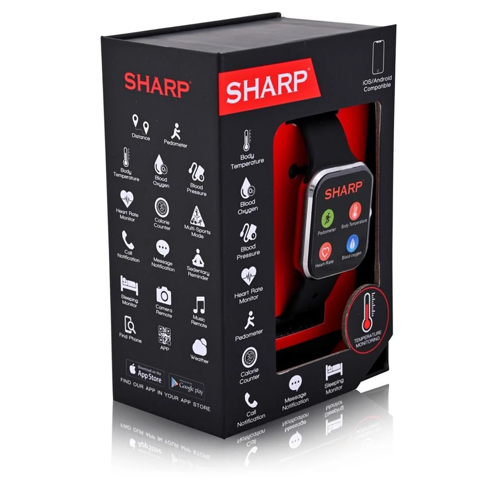 SHARP Unisex Black Silicone Smart Watch 38mm 3