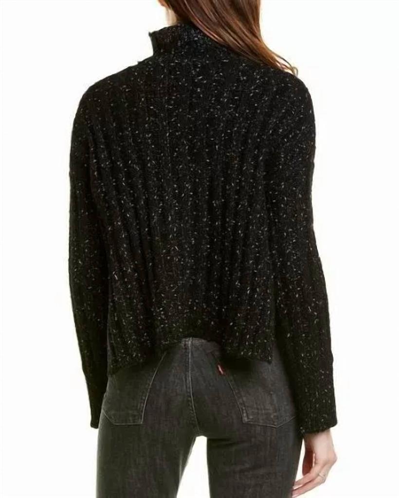 Pam & Gela Pam & Gela - Sweater Side Slit Turtleneck Wool Blend Metallic