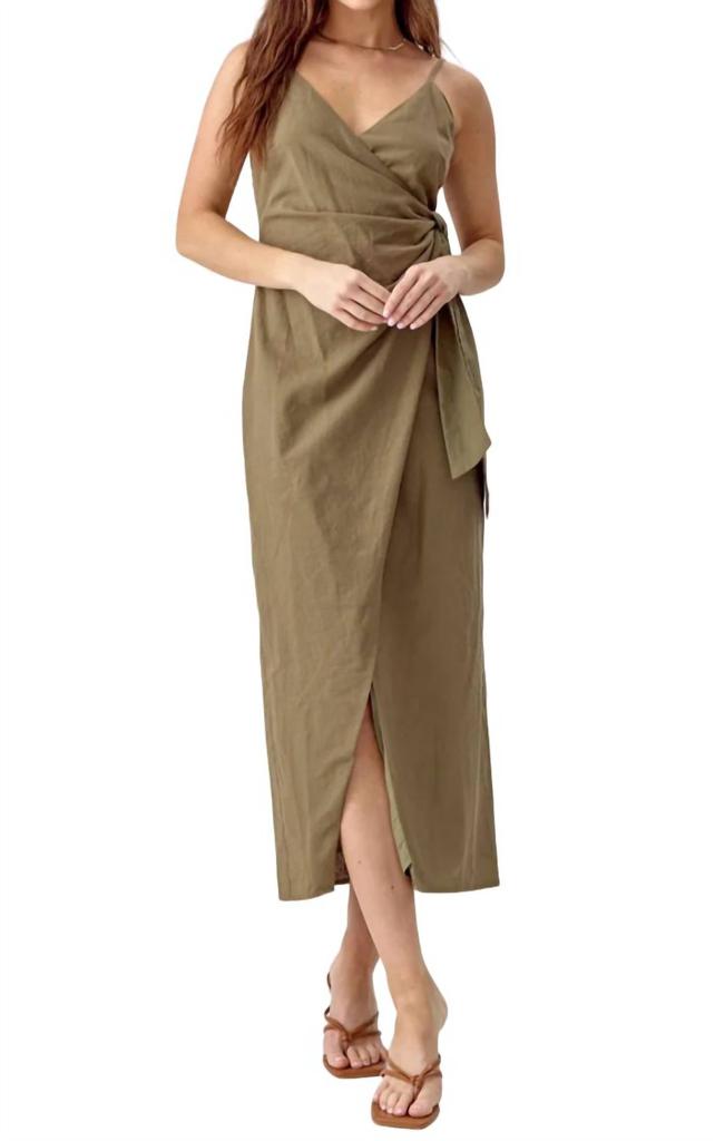 Greylin Aniston Wrap Tie Linen Dress