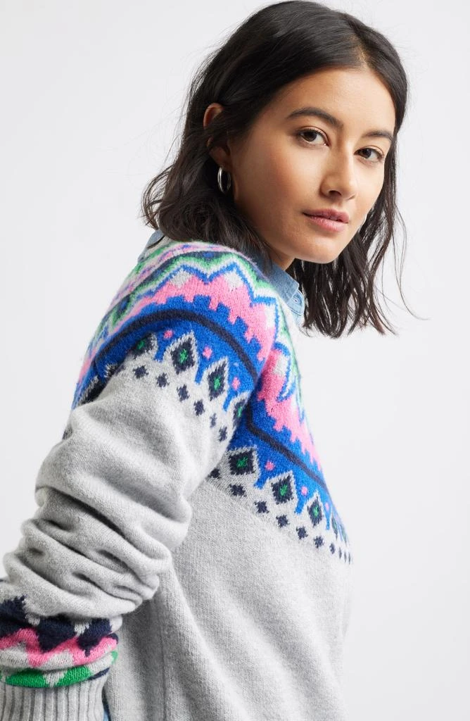 Caslon Fair Isle Crewneck Pullover Sweater 5