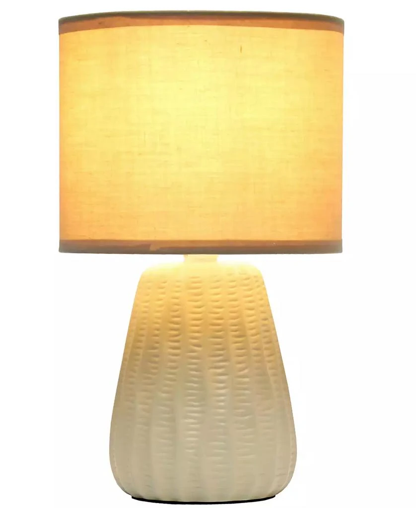 Simple Designs 11.02" Traditional Mini Modern Ceramic Texture Pastel Accent Bedside Table Desk Lamp with Matching Fabric Shade 12