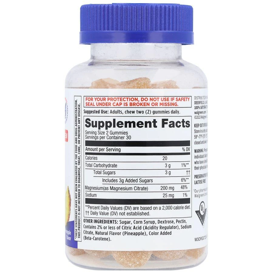 Walgreens Free & Pure Magnesium 20 mg Gummies Natural Pineapple 3