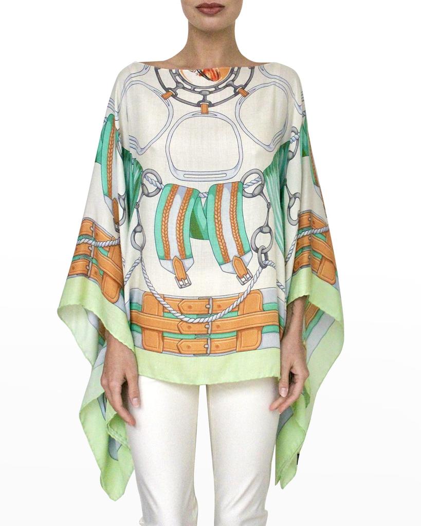 Rani Arabella Printed Cashmere-Blend Scarf Poncho