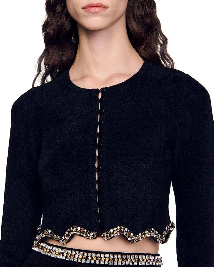 Sandro Jendal Embellished Scalloped Crop Cardigan 4