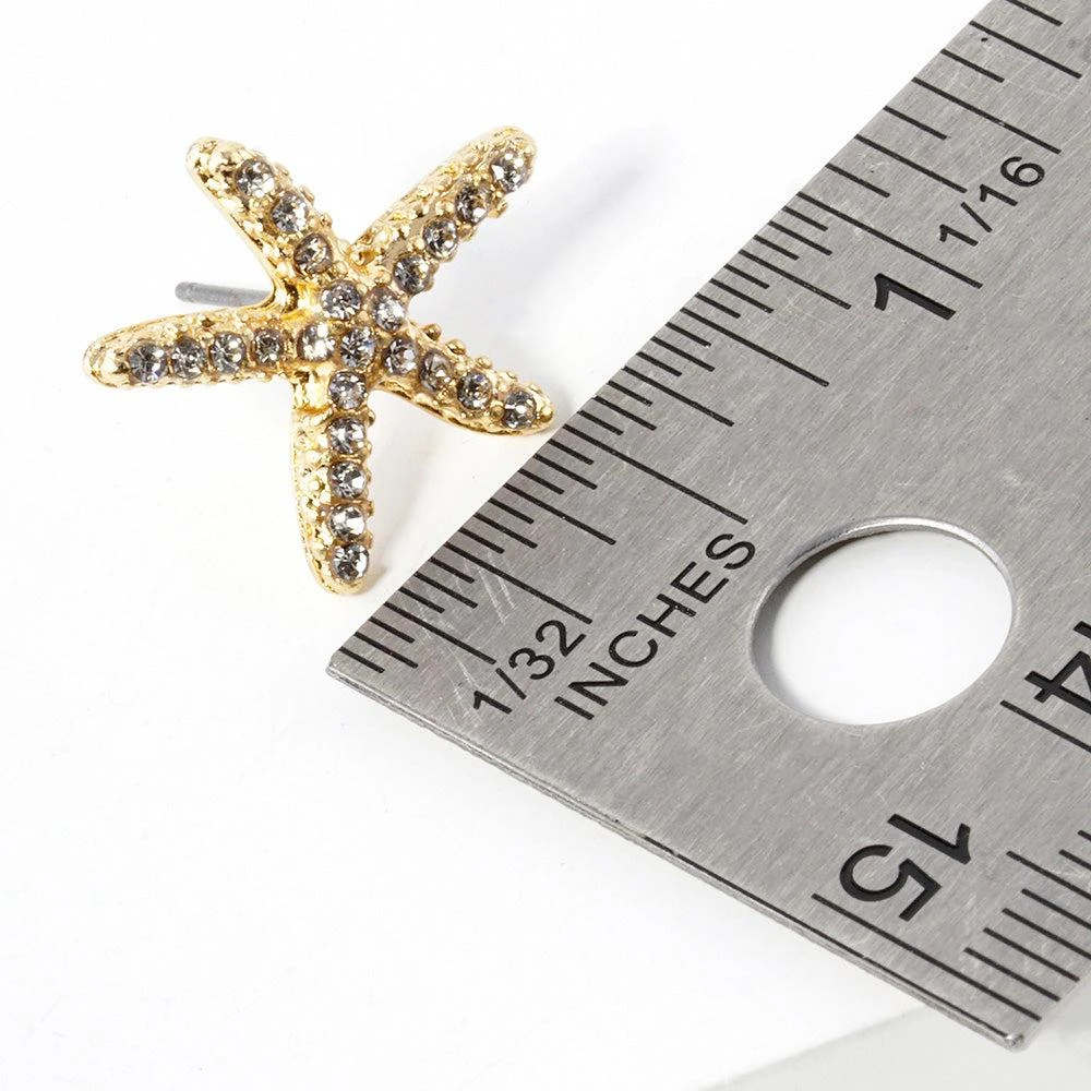 FASHNZFAB Crystal Paved Starfish Stud Earrings 3