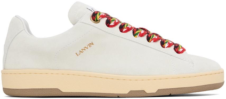 Lanvin White Suede Curb Lite Sneakers