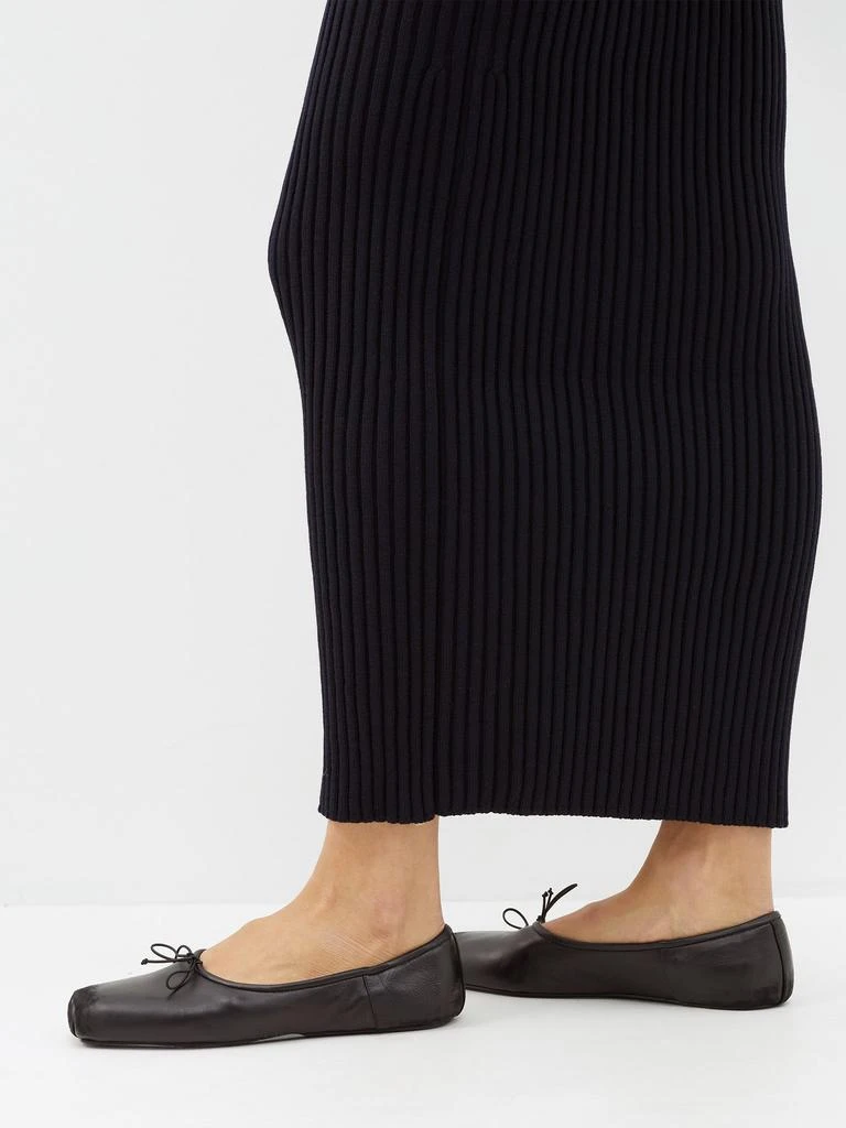 Balenciaga Kensington distressed-leather block-toe flats 3