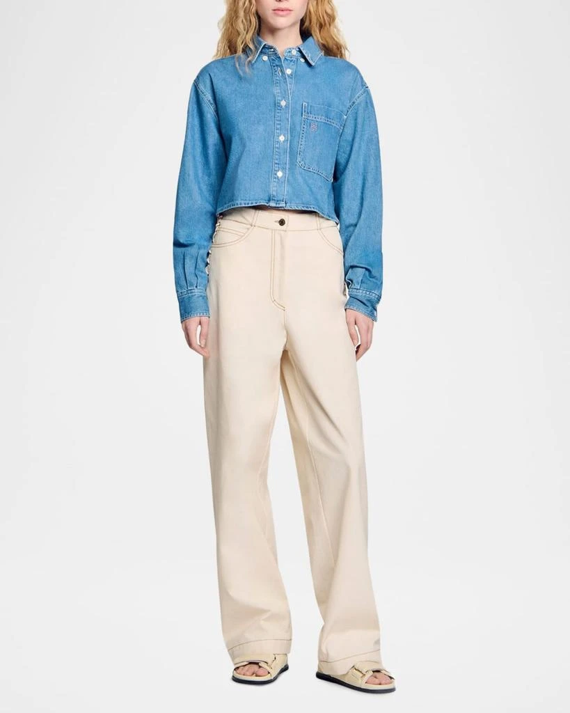 Sandro Leon Wide Lace-Up Jeans 4