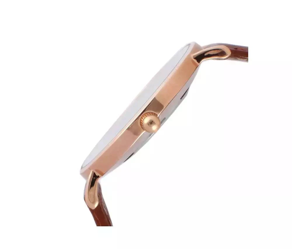 Peugeot Men's 40mm Rose-Gold Super Slim Case Leather Strap Watch 3