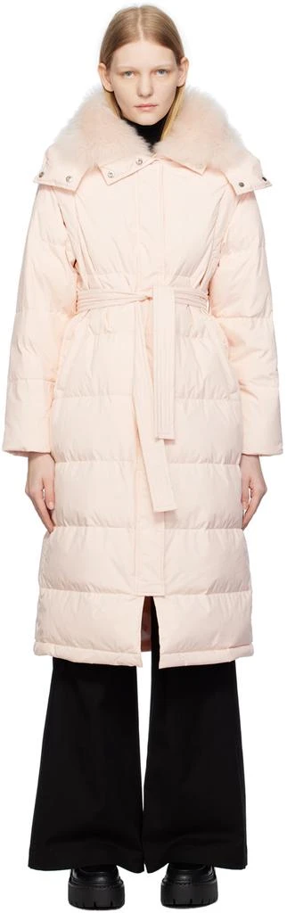 Yves Salomon Pink Belted Down Coat 1