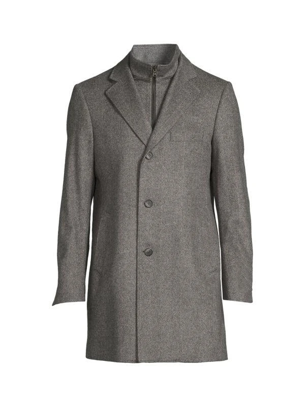 Saks Fifth Avenue Modern Fit Wool Blend Car Coat With Bib 4