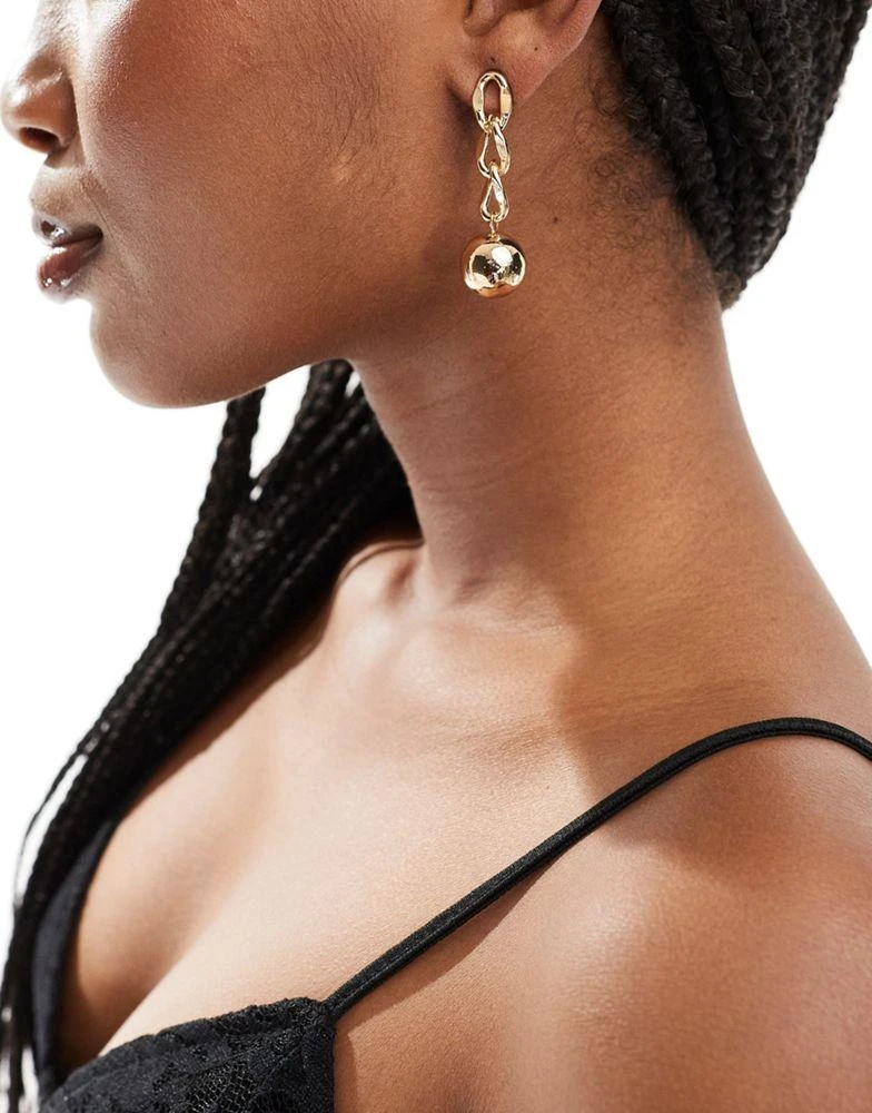 8 Other Reasons 8 Other Reasons chain drop ball earrings in gold plated 3