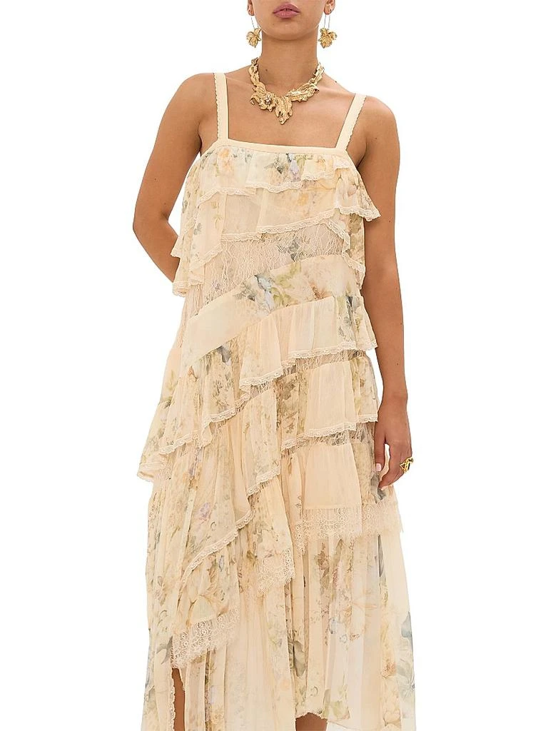 green emerald velvet dress Women's Got My Attention Red Floral Guipure Lace Tiered Maxi Dress | Size: L