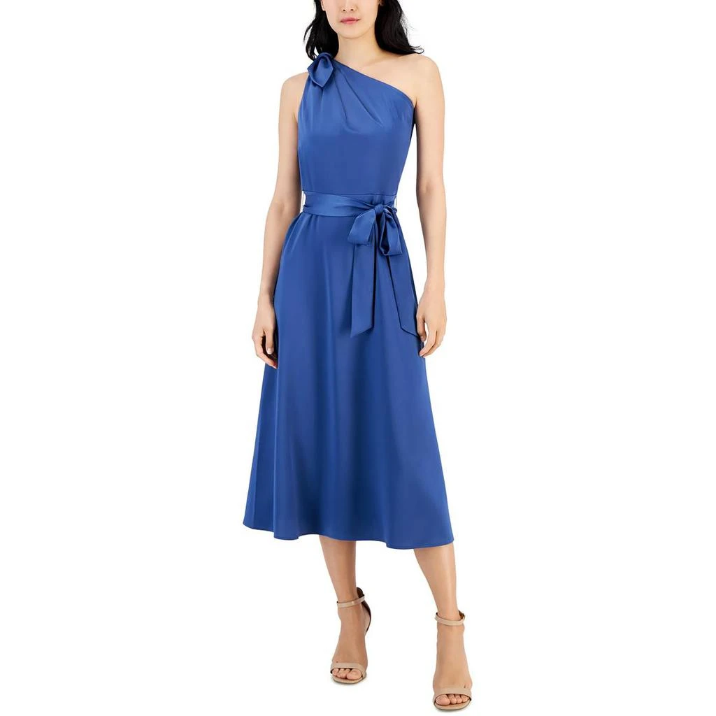Anne Klein Womens Satin Midi Fit & Flare Dress 3