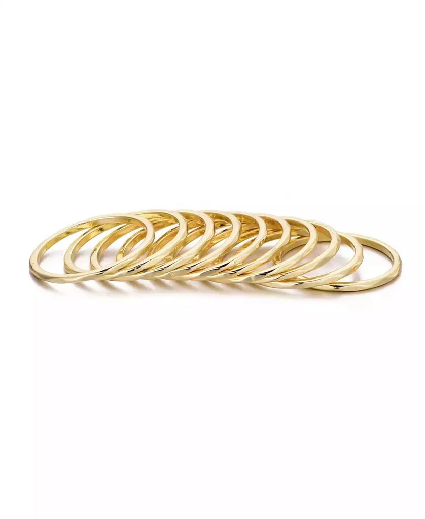 ADORNIA Gold 10- Ring Hammered Band Set 2