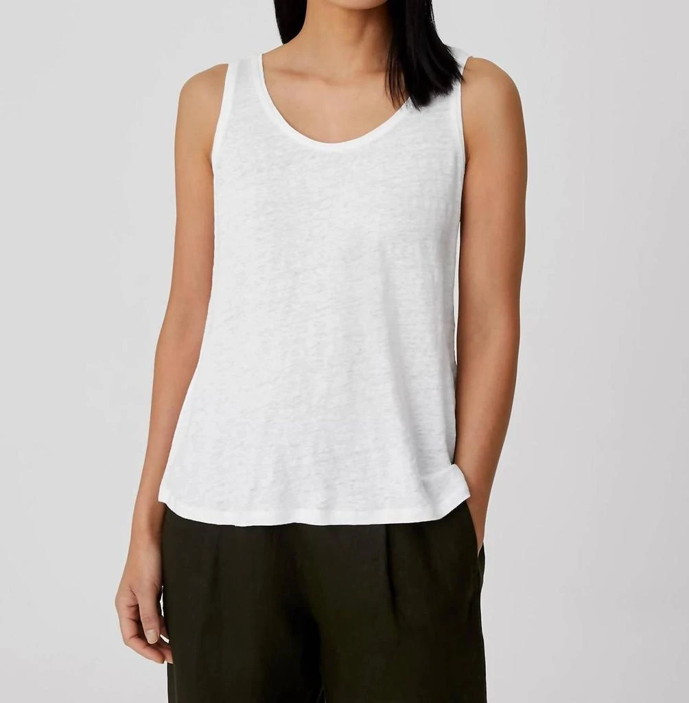 Eileen Fisher Organic Linen Jersey Tank In White
