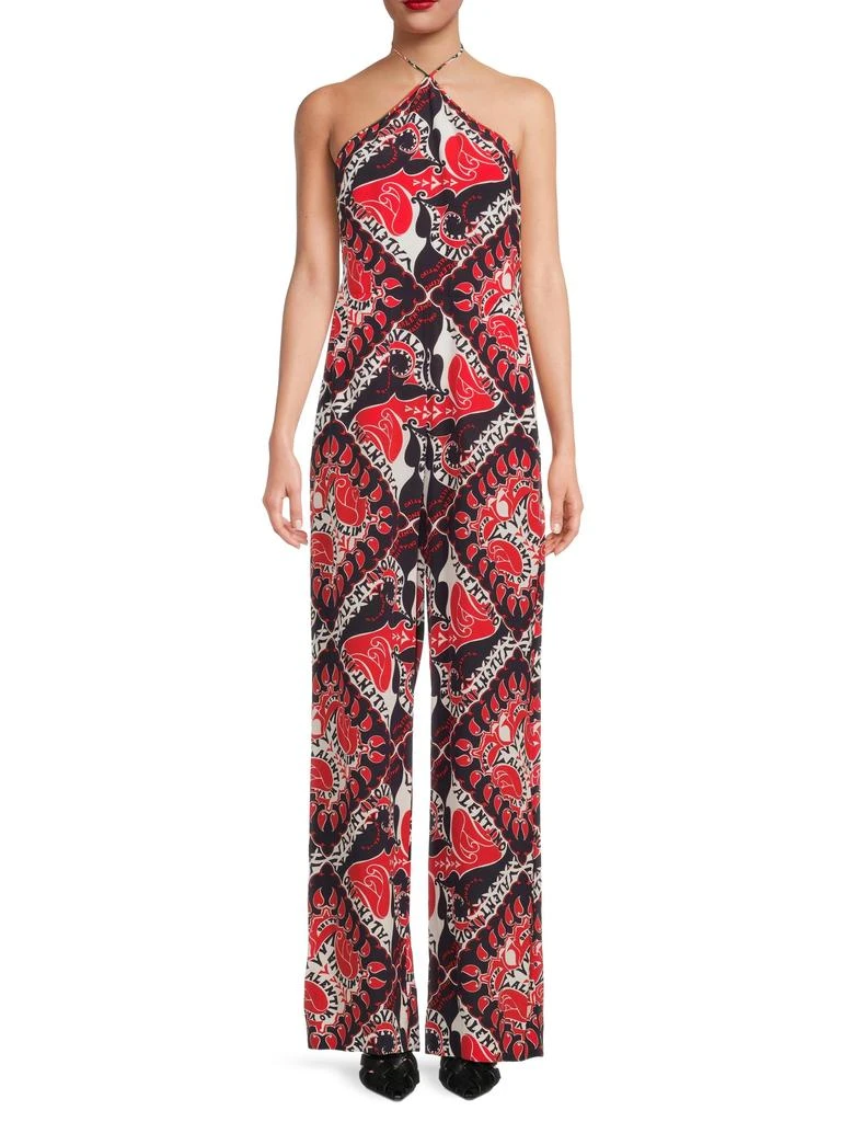 Valentino Printed Silk Halter Jumpsuit 1
