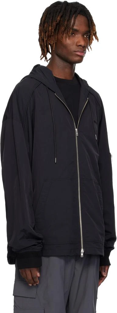 Juun.J Black Nylon Puckering Zip-Up Hoodie 2