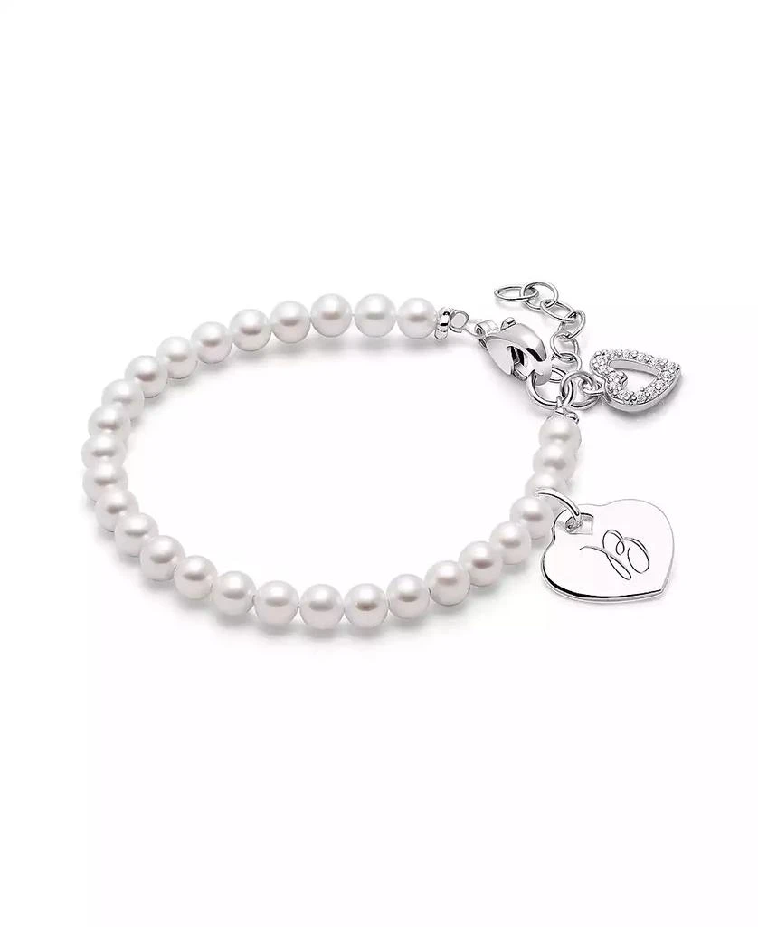 Tiny Blessings Children
s Sterling Silver 4mm Cultured Pearls 
Engraved Initial Girls
 6.25" Bracelet