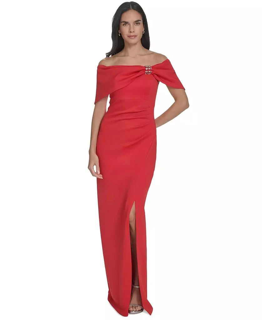 Shop Petite Embellished Off-The-Shoulder Gown on Sale at