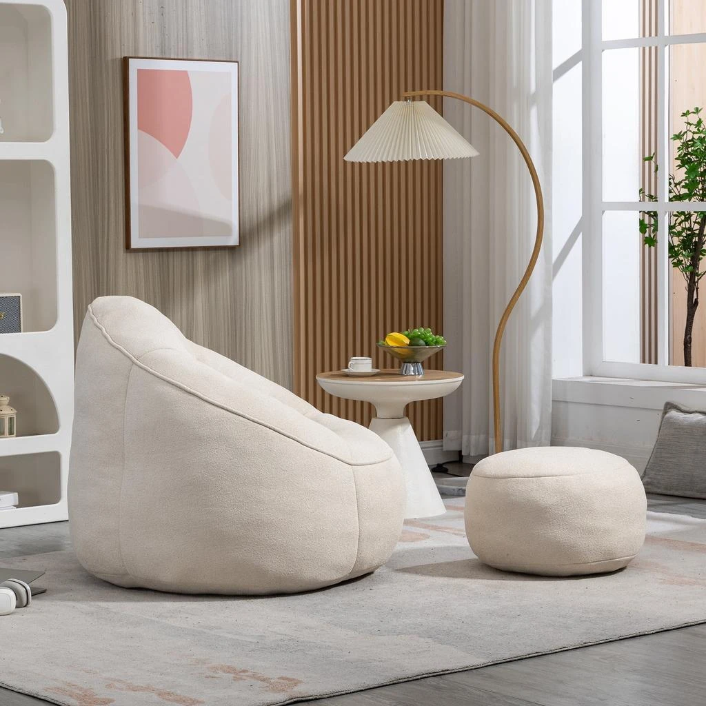 Streamdale Furniture Streamdale Compressed Foam Bean Bag Chair with Footrest 5