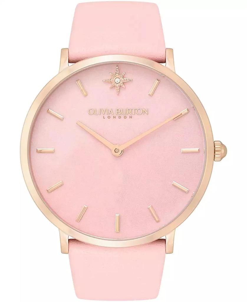 Olivia Burton Women's Celestial Ultra Slim Pink Leather Strap Watch 40mm 1