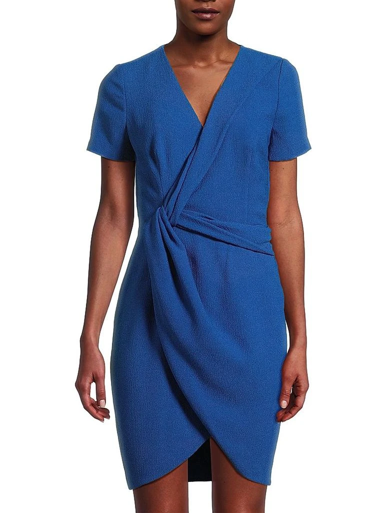 Black Halo Portia Pebble Crepe Draped Minidress 3