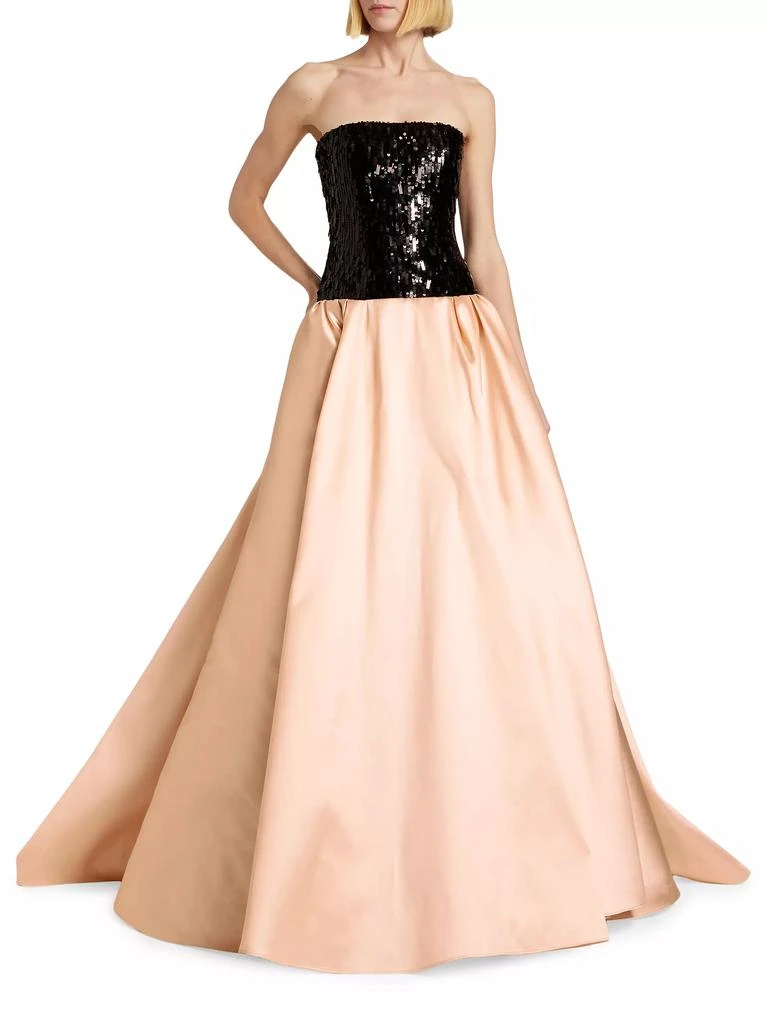 Pamella Roland Mixed-Media Sequin-Embroidered Gown 2
