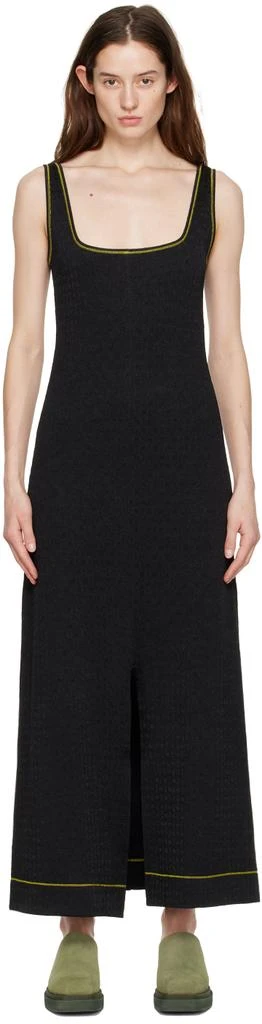 Ganni Black Vented Midi Dress 1
