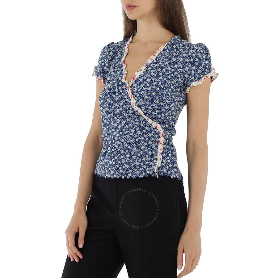 Ralph Lauren Ladies Blue Floral Wrap Blouse 2
