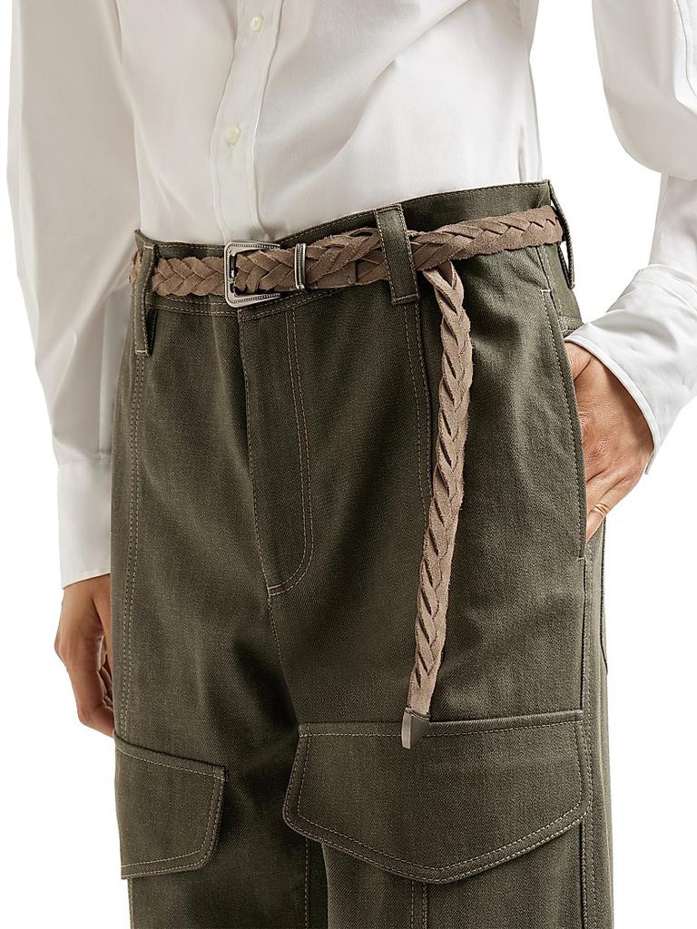 Brunello Cucinelli Braided Leather Belt with Monili