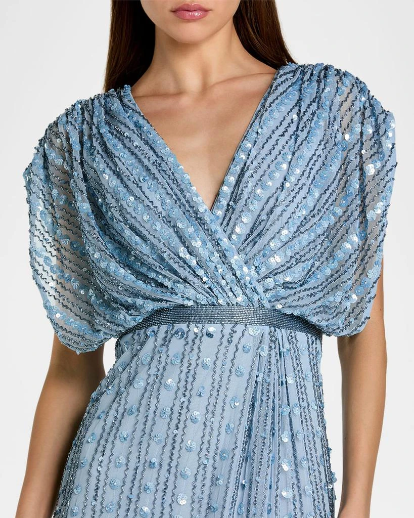 mac duggal beaded empire waist column midi cocktail dress Mac Duggal Beaded Long Sleeve High Neck Gown main image 1
