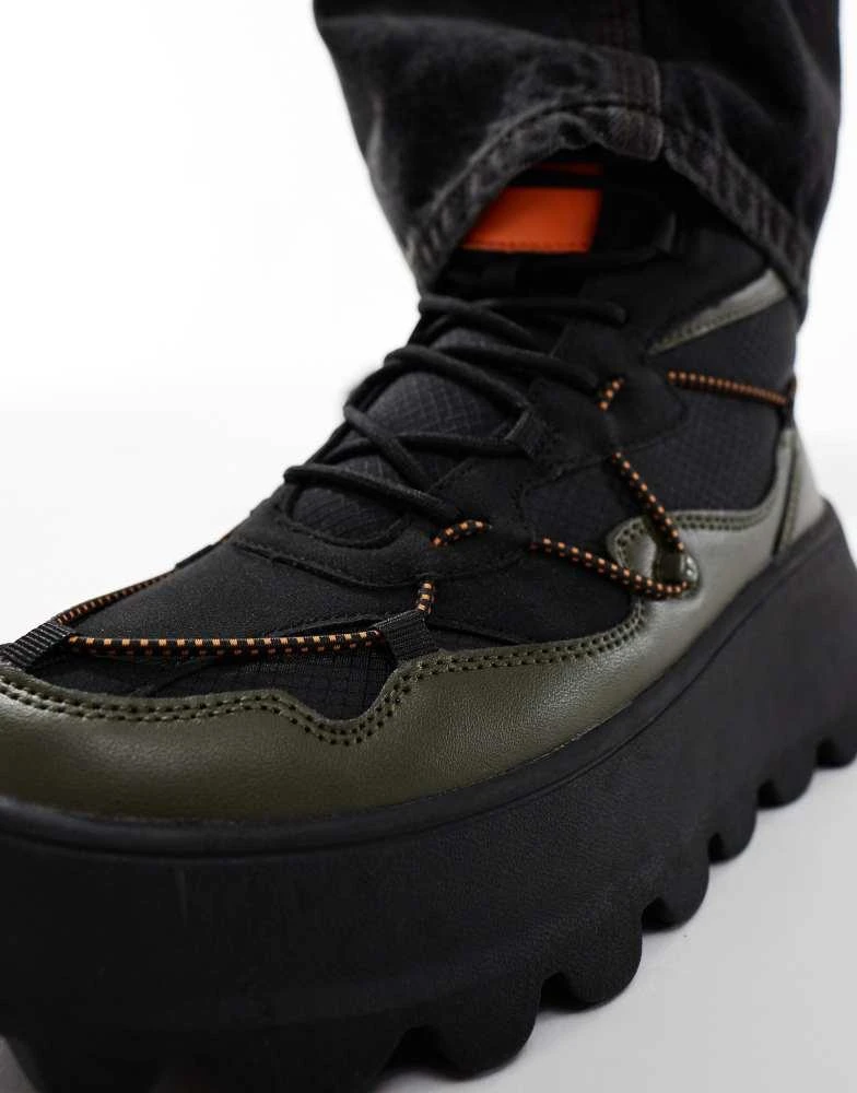 ASOS ASOS DESIGN lace up hiker boots in khaki with chunky sole 2