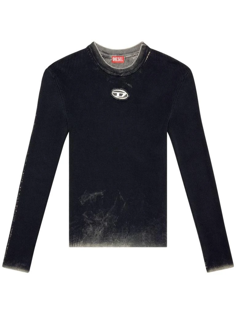 Diesel BLACK RIBBED KNIT SWEATER 1