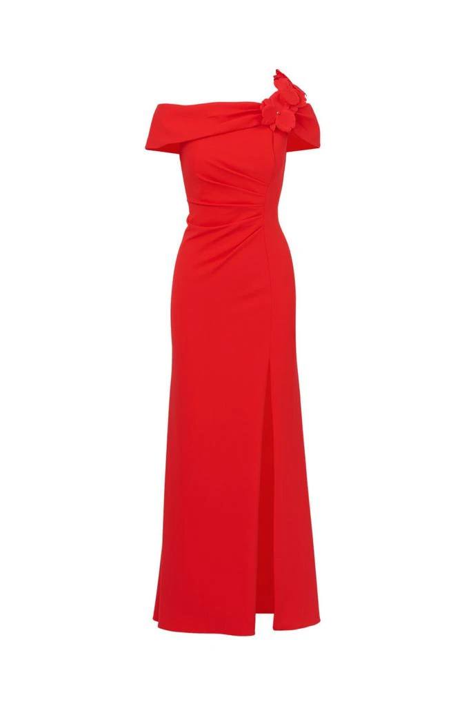 Adrianna Papell Asymmetrical knit crepe gown 1
