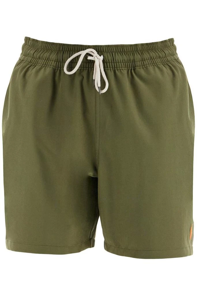 Ralph Lauren olive green swim trunks in recycled polyester with embroidered logo 1