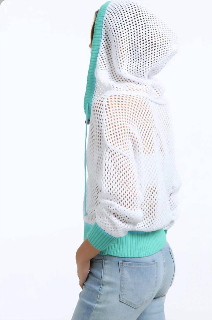 525 America COLOR BLOCK HENLEY CROCHET HOODIE