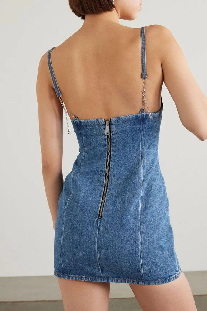 AREA Crystal-embellished polka-dot denim mini dress 3